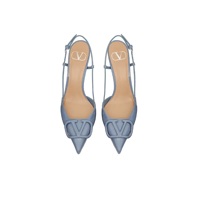 Valentino VLogo Signature Slim Heel High Heels 8cm Women's Sky Blue-3