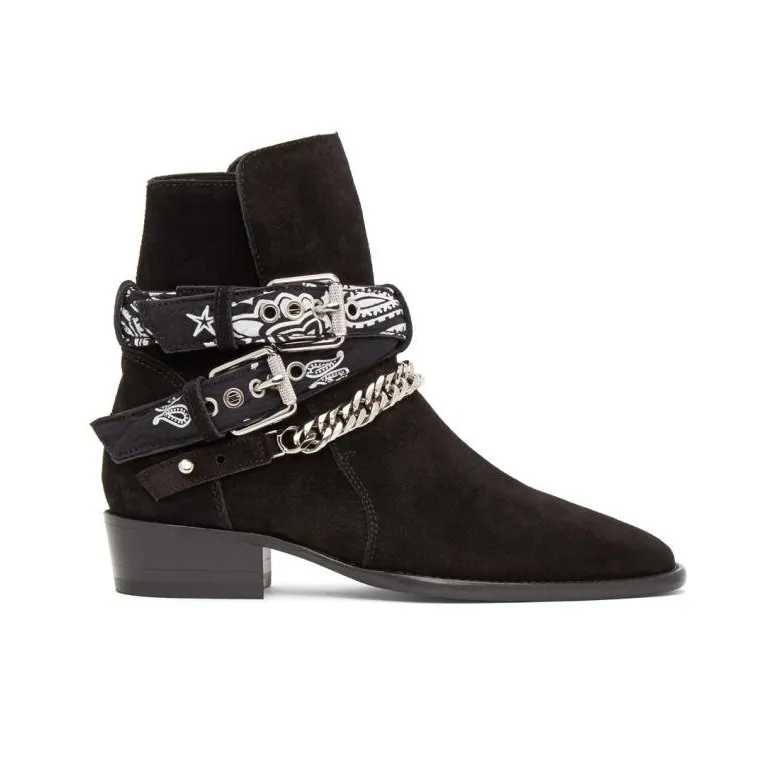 AMIRI Bandana Buckle Ankle Boots Men's Black-1