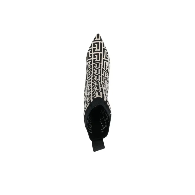 BALMAIN Monogram-jacquard Pointed Boots-3