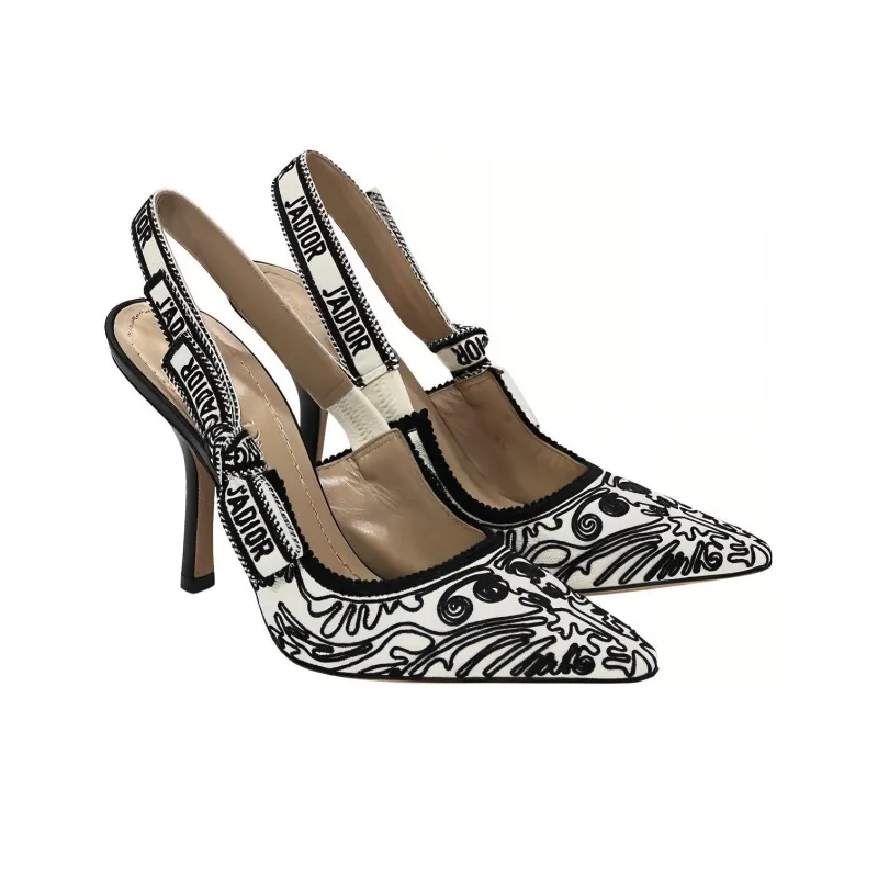 DIOR J'Adior Slim Heel High Heels Women's White Black-2
