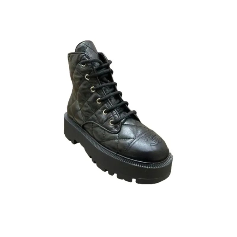 CHANEL Short Martin Boot Women's Black-3