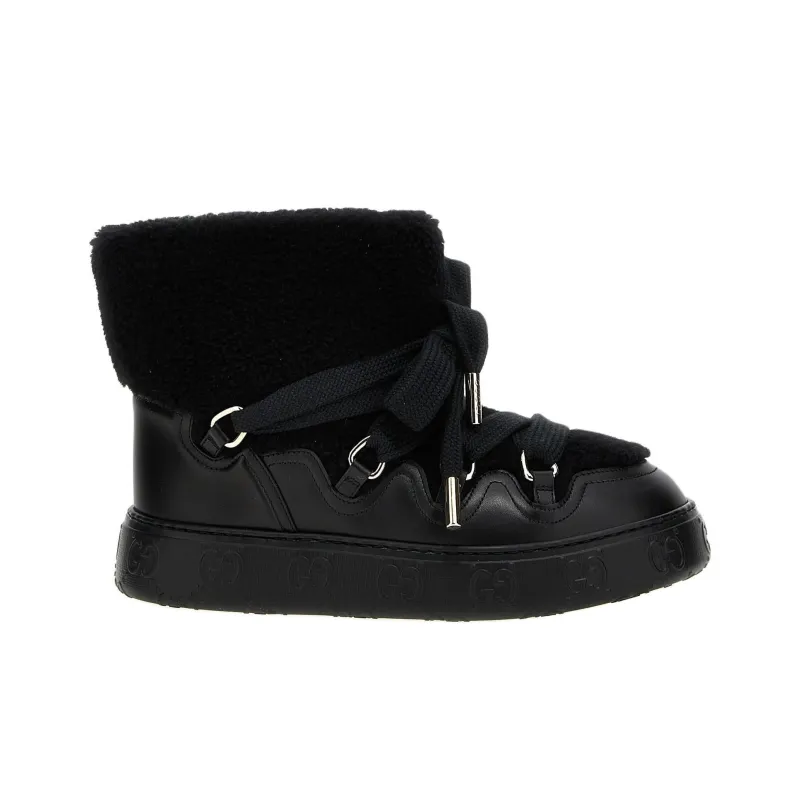 GUCCI Teddy Short Snow Boots Women's Black-1