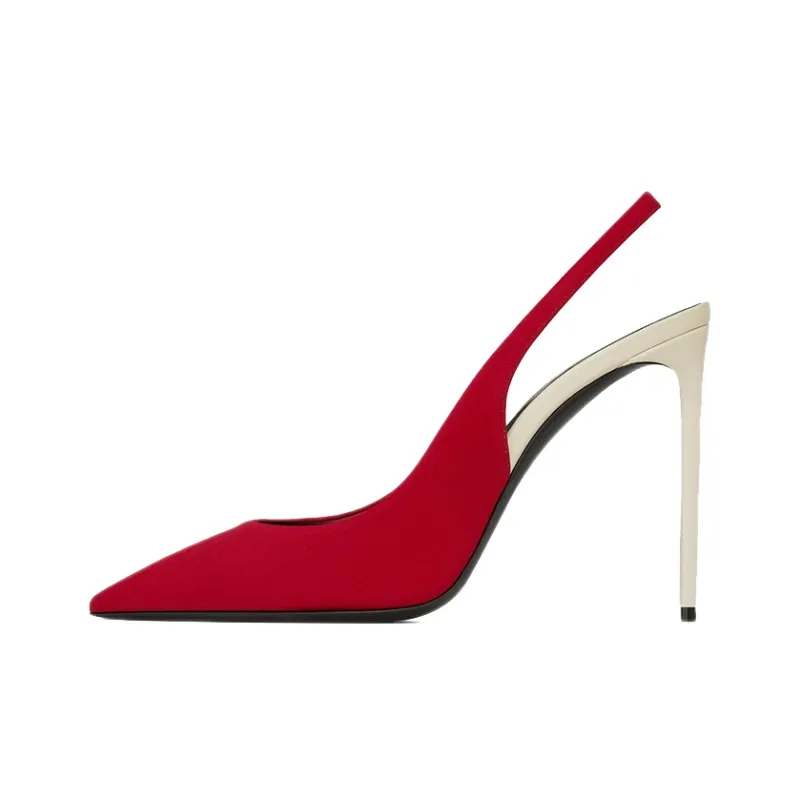 SAINT LAURENT Zoe Slim Heel High Heels 10cm Women's Dark Red-0