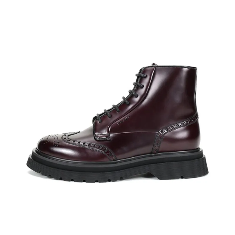 PRADA Ankle Boots Men's Dark Purple Red-0