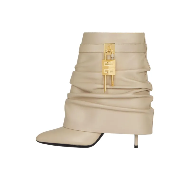GIVENCHY Shark Lock Ankle Boots 9.4cm Women's Beige-2