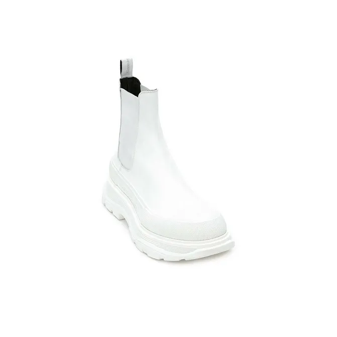 Alexander McQueen Tread Slick Chelsea Boot Leather Triple White Women's-2