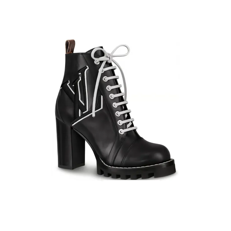 LOUIS VUITTON Trail Ankle Boots Women's Black White-1