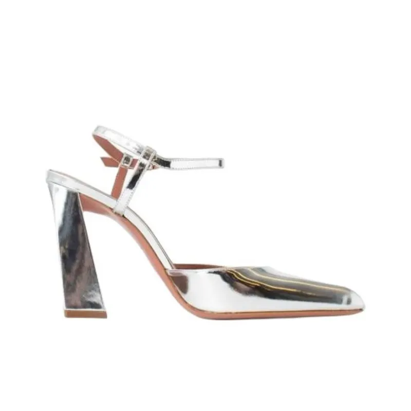 AMINA MUADDI Charlotte Spool Heel High Heels 9.5cm Women's Silver-1
