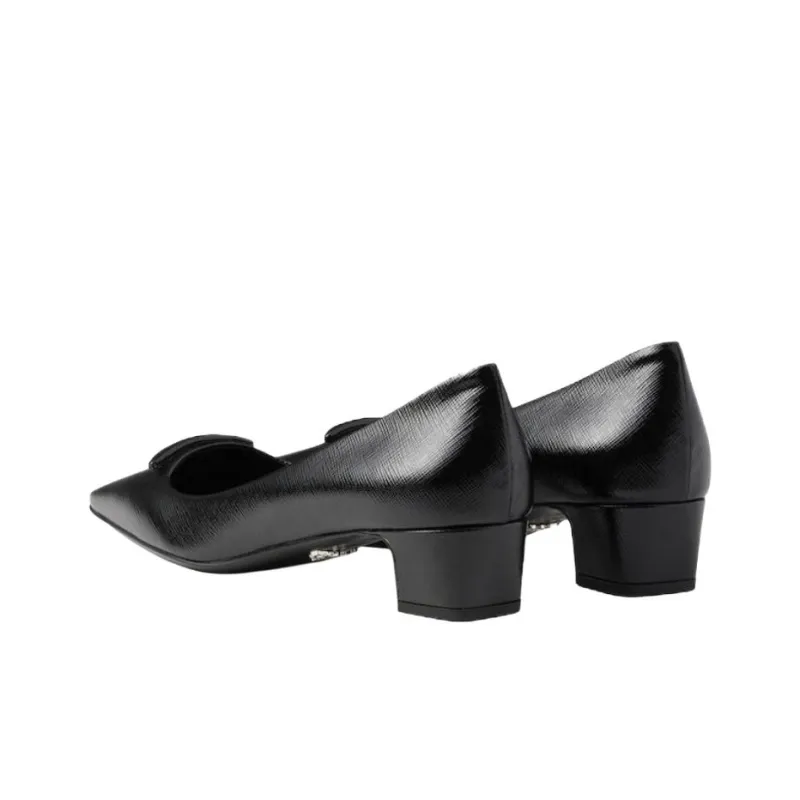 PRADA Block Heel High Heels 3.5cm Women's Black-3