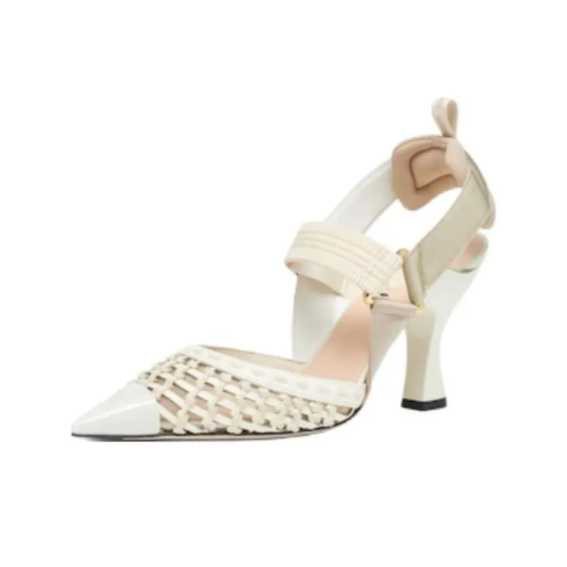 FENDI Colibrì Chunky Heel High Heels 8.5cm Women's White-2