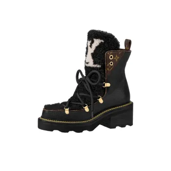 LOUIS VUITTON Beaubourg Ankle Boots Women's Mid-Top Black