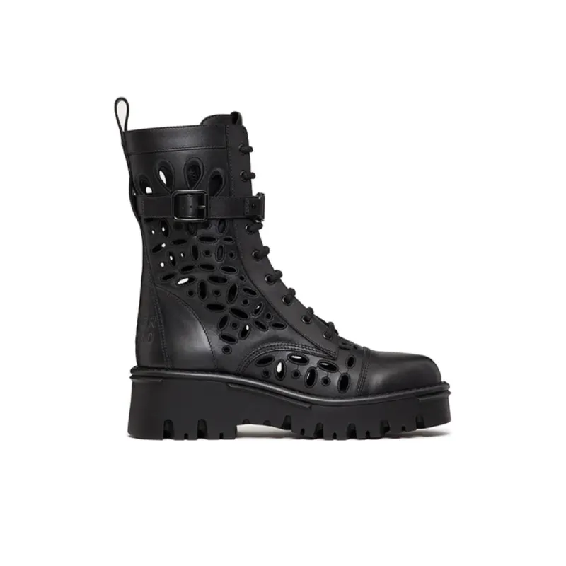 Valentino Women's Atelier 08 Combat Boot 'San Gallo - Black'-1