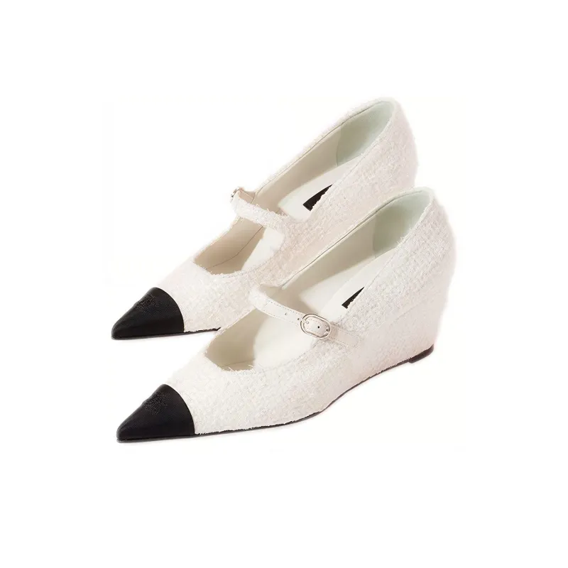 CHANEL High Heels Women's White/Black-4