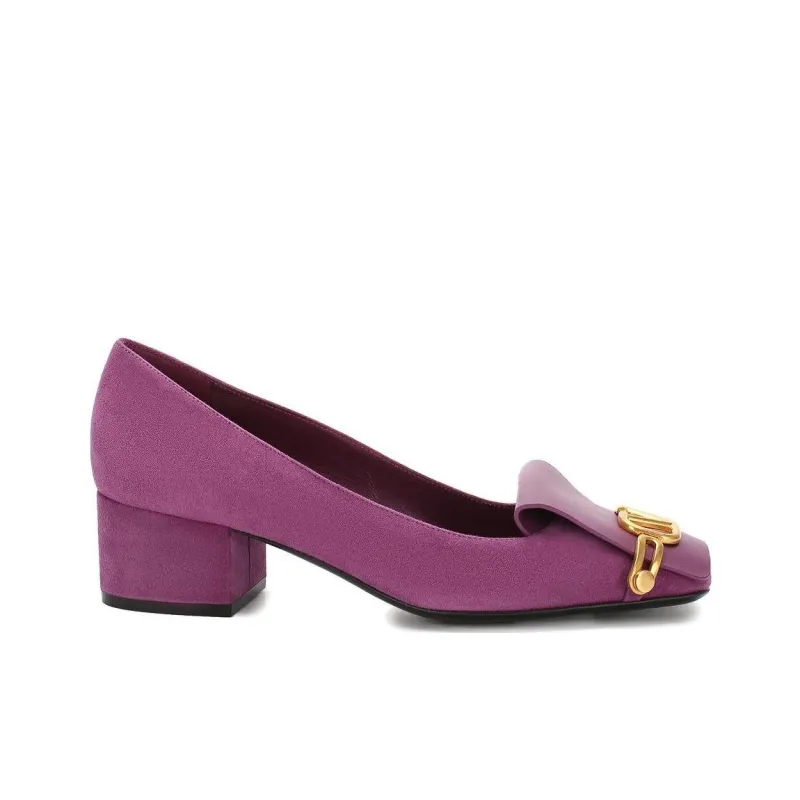 Valentino Chunky Heel High Heels 4.5cm Women's Purple-1