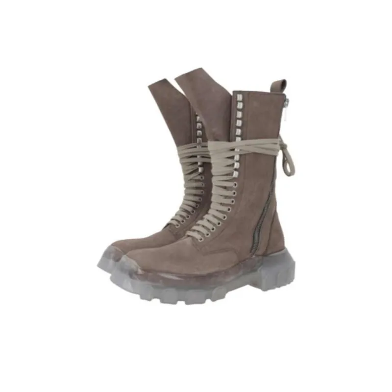 RICK OWENS Lace-up Nubuck Boots-2