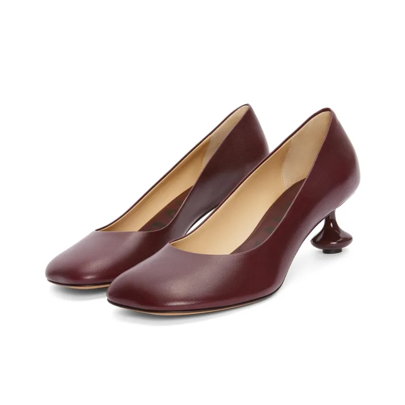 LOEWE Toy Chunky Heel High Heels 4.5cm Women's Burgundy-2