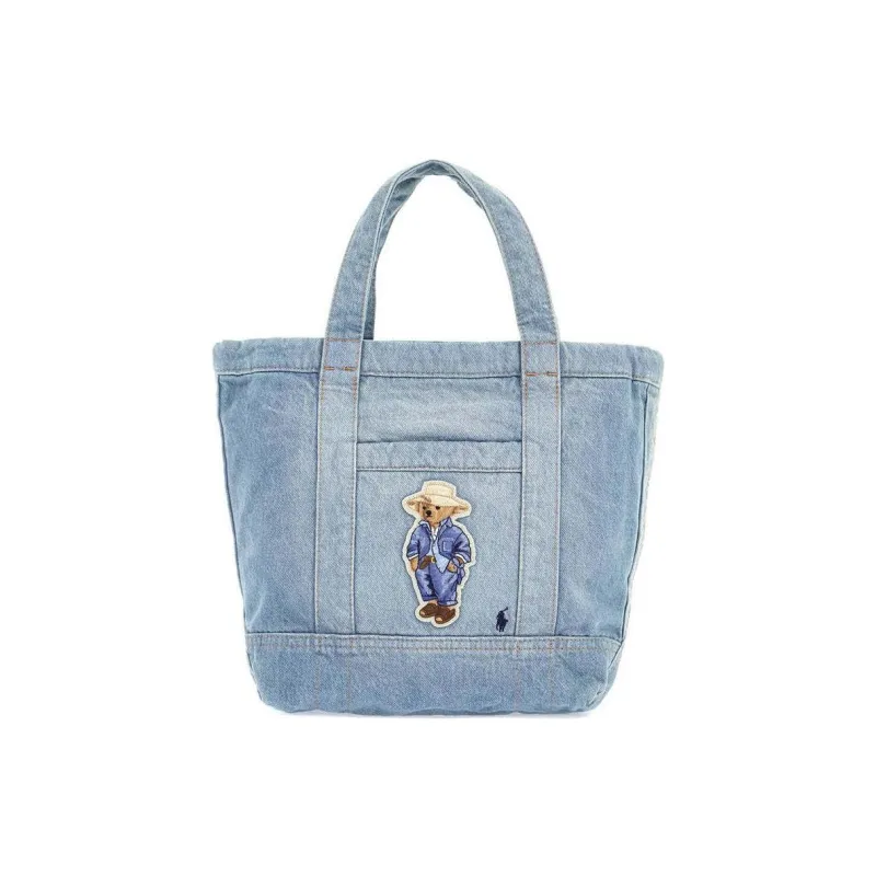 Polo Ralph Lauren Cotton Tote Bag, Shopping Bag, Handbag Trumpets Women's Blue-0