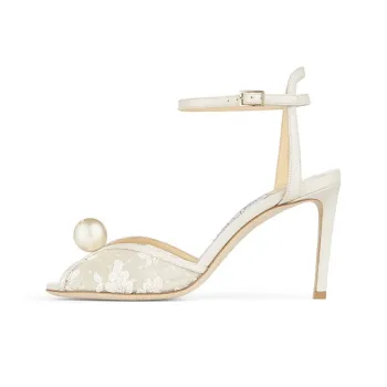Jimmy Choo Sacora 85mm Pearl-embellished Sandals