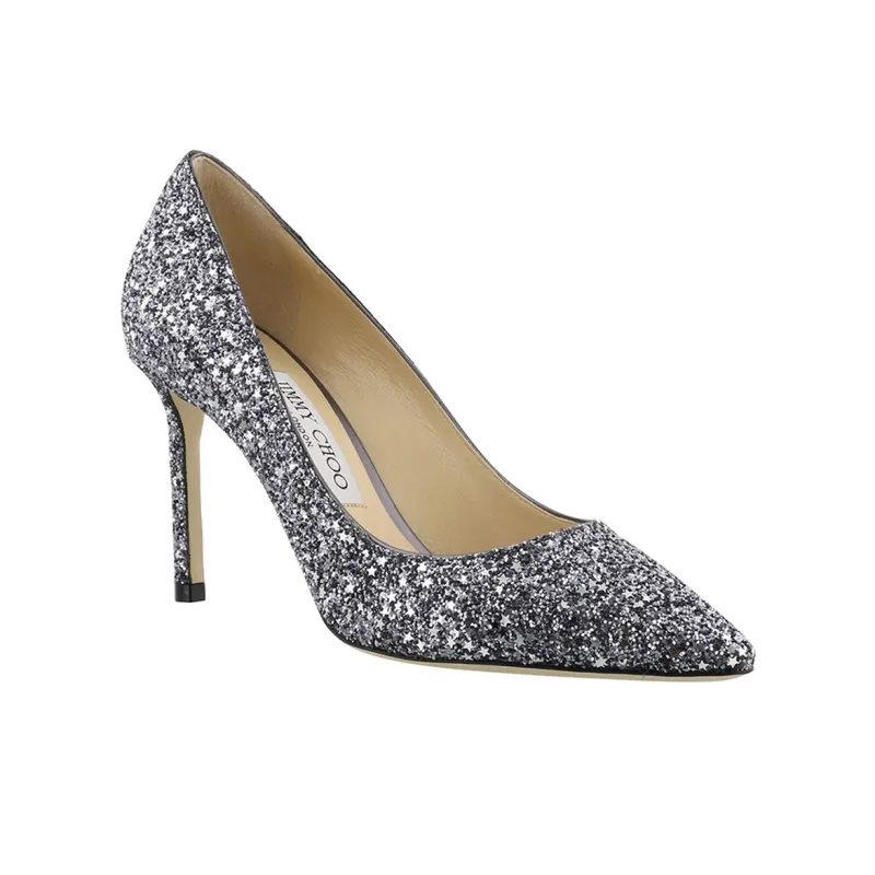 Jimmy Choo ROMY Slim Heel High Heels 8.5cm Women's Silver-1