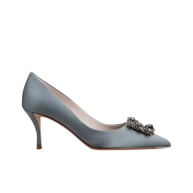 Roger Vivier Efflorescence Slim Heel High Heels 6.5cm Women's Gray Blue-1