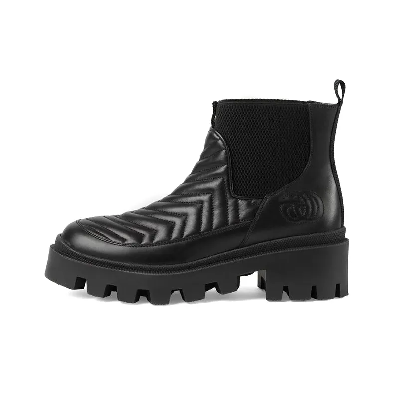 GUCCI Women's Matelassé Chelsea Boot 'Triple Black' Women's-0