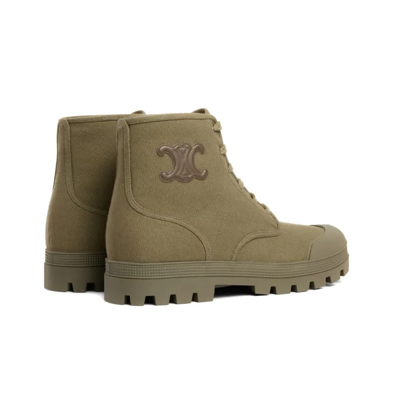 CELINE Short Mid Calf Martin Boot Men's Army Green-4