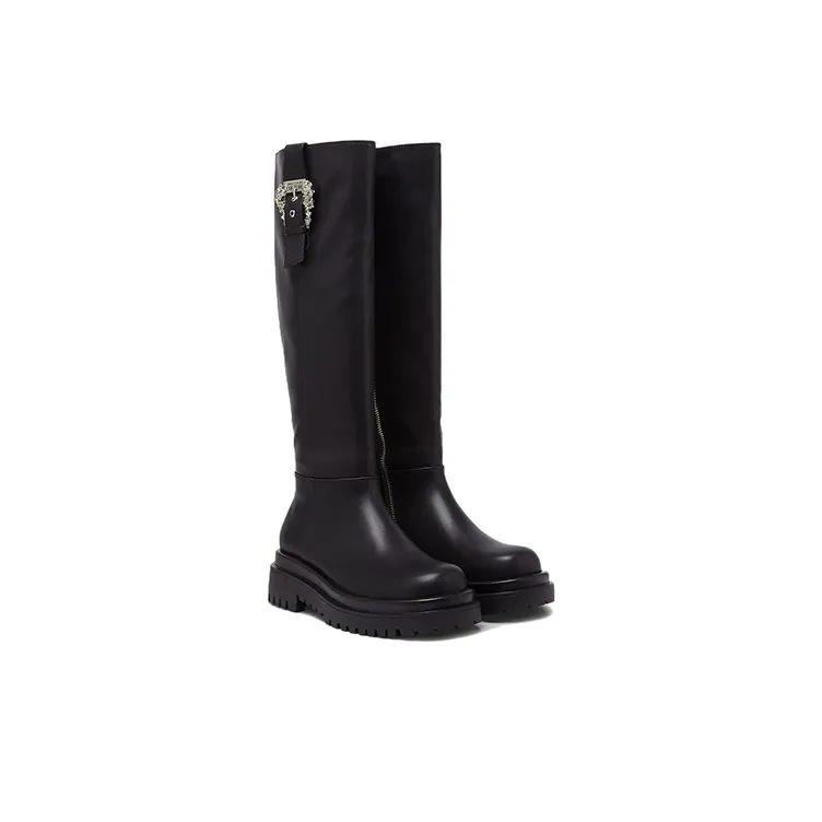 VERSACE JEANS Couture Baroque-buckle Knee-high Boots-1