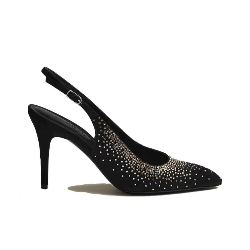 HERMES Festive Slim Heel High Heels Women's Black-1