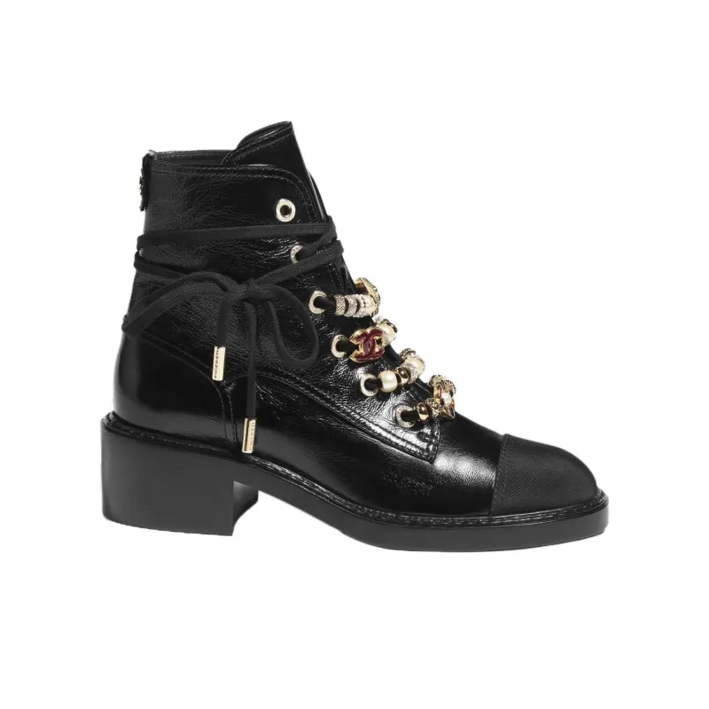 CHANEL Ankle Boots 5cm Women's Black-1