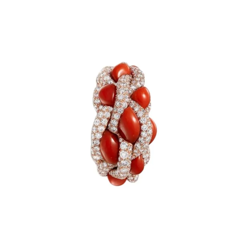 CARTIER Rose Gold Rings Unisex Red-3