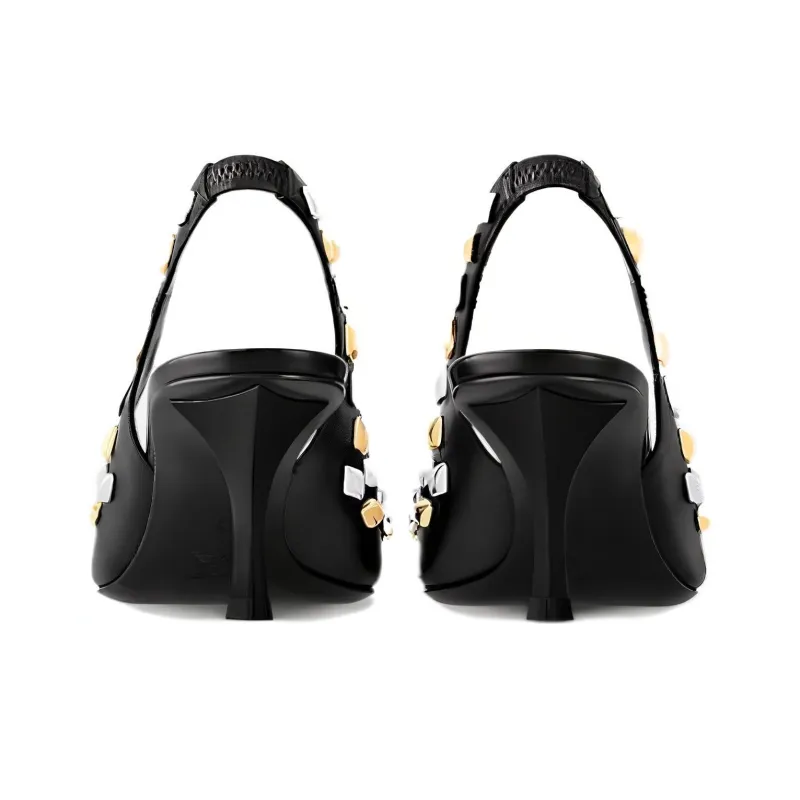 LOUIS VUITTON Gold Rush Slim Heel High Heels 6.5cm Women's Black-4