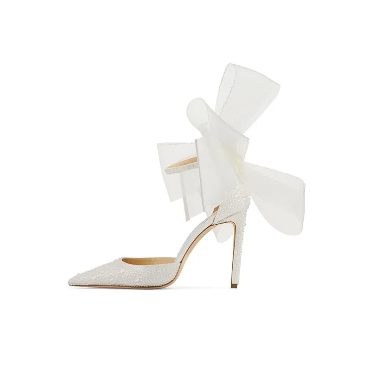 Jimmy Choo Averly Slim Heel High Heels 10cm Women's Ivory White-0