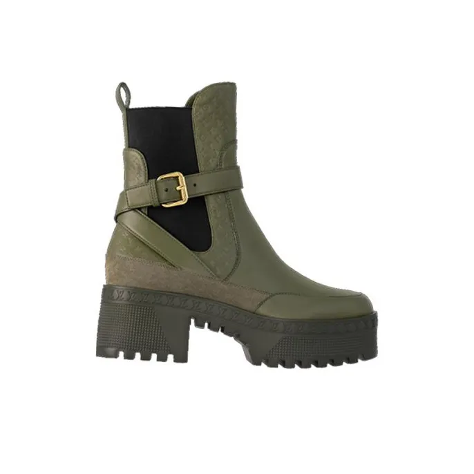 LOUIS VUITTON Laureate Ankle Length Chelsea Boots Women's Green-1