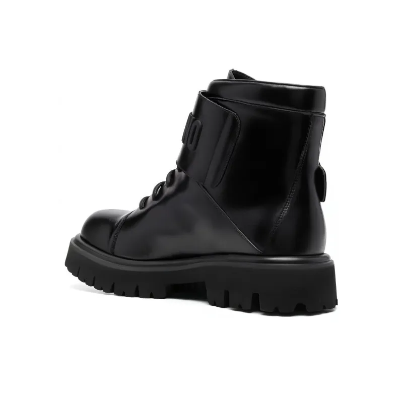 MOSCHINO Logo Embossed Buckled Boots-3