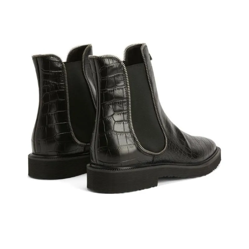 Giuseppe Zanotti Crocodile effect Leather Ankle Boots-3