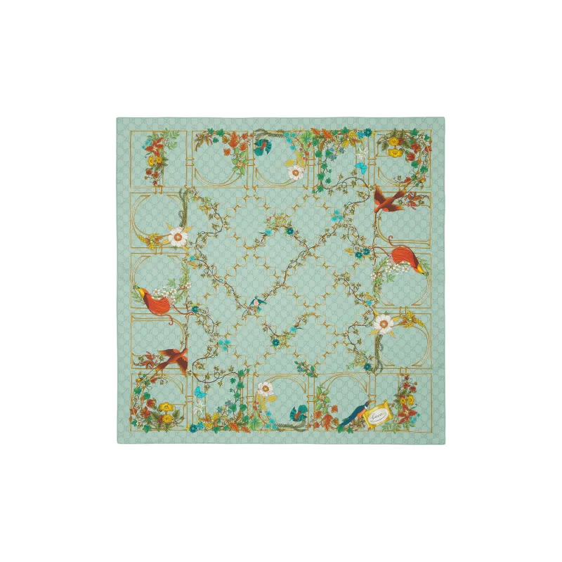 GUCCI Silk Scarves Unisex Green/Multicolor-0