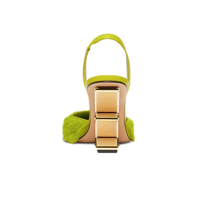 FENDI Fendi First Irregular Heel High Heels 9.5cm Women's Green-3