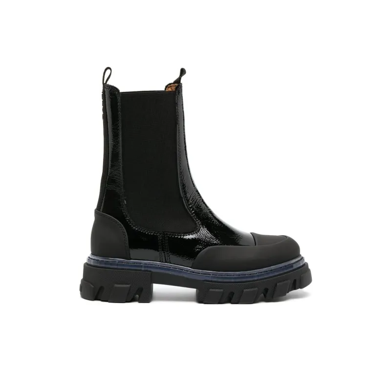 GANNI Patent Leather Ankle Boots-1