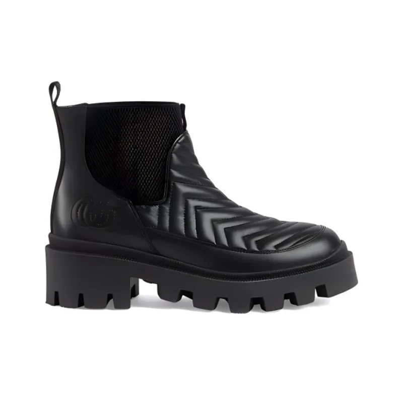 GUCCI Women's Matelassé Chelsea Boot 'Triple Black' Women's-1