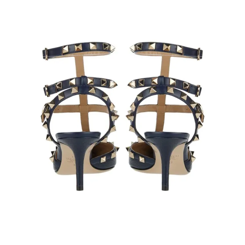 Valentino Rockstud Slim Heel High Heels 6.5cm Women's Blue-3