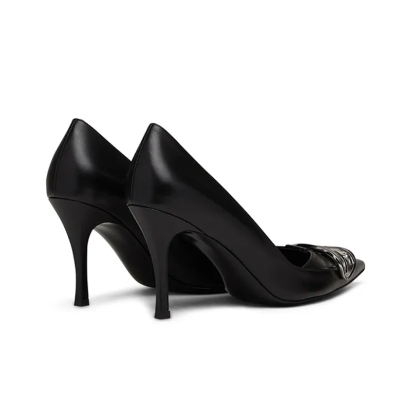 DIESEL DIESEL OVAL-D Series Slim Heel High Heels Women's Black-3