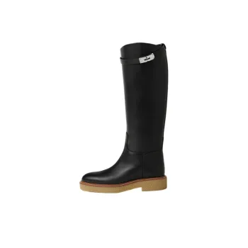 HERMES Honey Knee-high Boots Women's Black