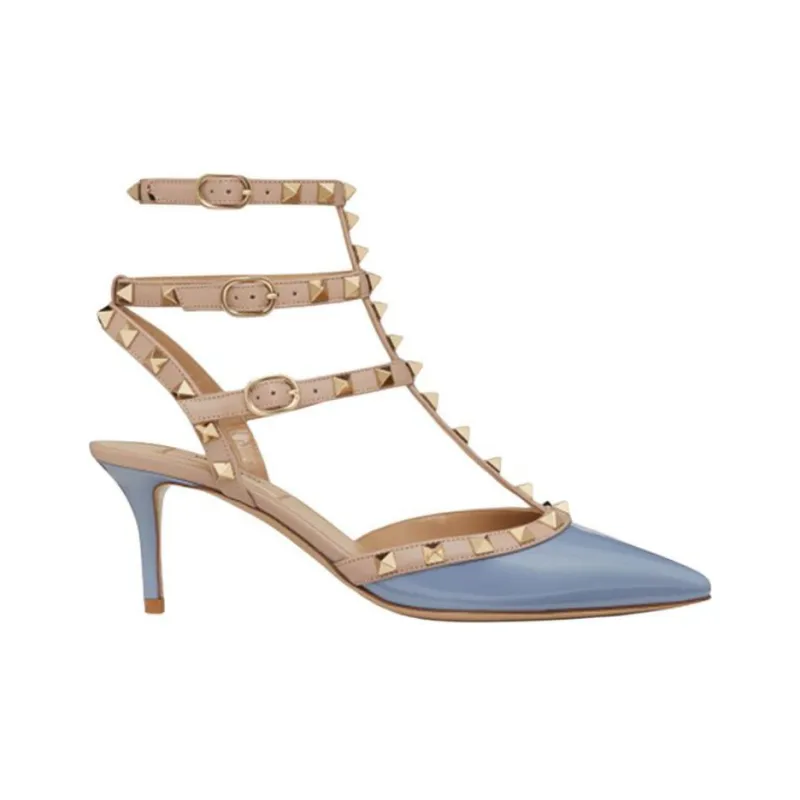 Valentino Rockstud Garavani Slim Heel High Heels 6.5cm Women's Blue-1
