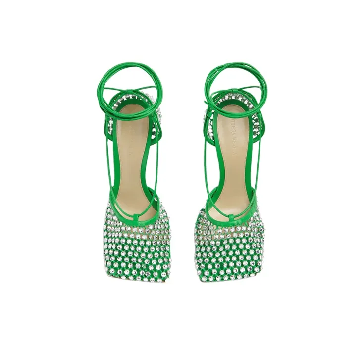 Bottega Veneta Stretch Slim Heel High Heels 9cn Women's Green-3