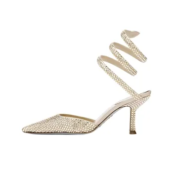 RENE CAOVILLA Cleo Slim Heel High Heels 8cm Women's Beige