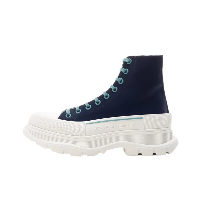 Alexander McQueen Tread Slick Lace Up Boot Blue White-0