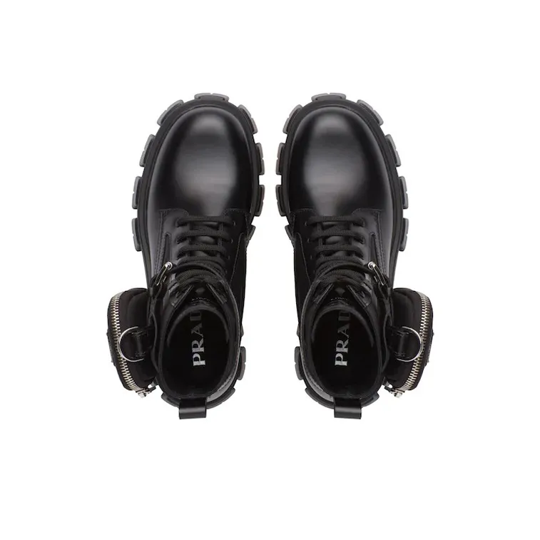 PRADA Monolith Pouch-detail Leather Boots-3