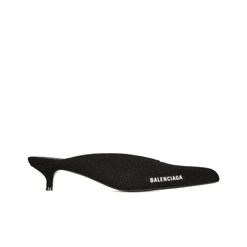 Balenciaga Cone Heel Wrap-toe Slippers Women's Black-2
