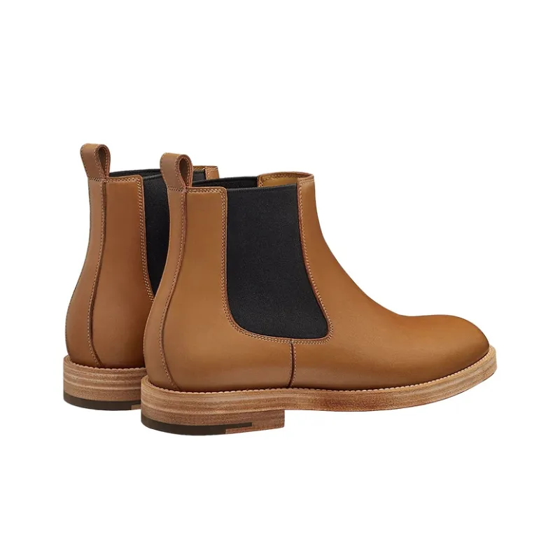 HERMES Caracole Ankle-Length Chelsea Boots Men's Brown-4