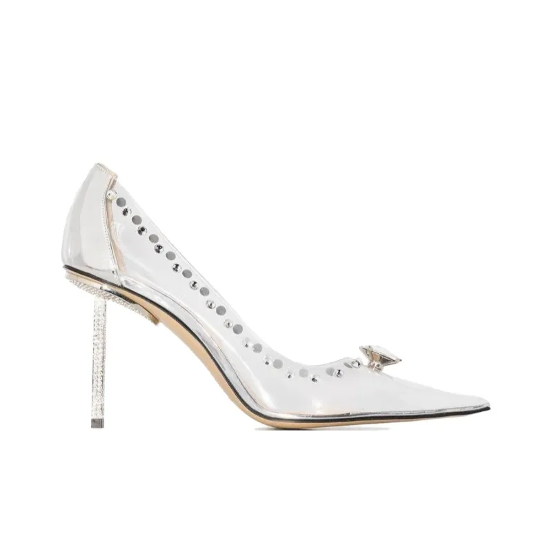 MACH & MACH Slim Heel High Heels 9.5cm Women's Transparent-1
